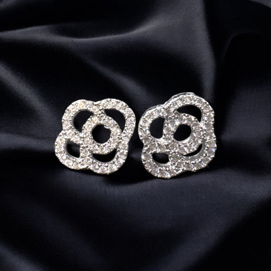 dainty 925 floral stud diamond earrings